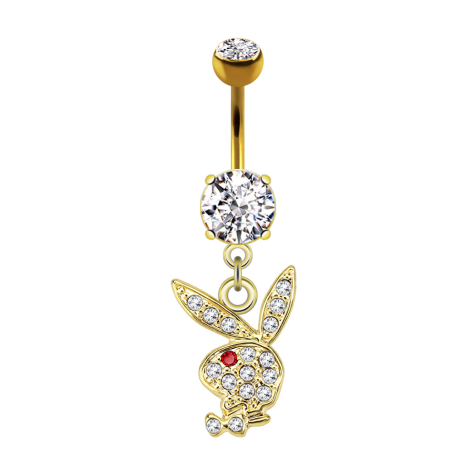 Banane plaquée or 14k avec pendentif Playboy Bunny rouge