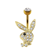 Banana placcata oro 14k con Playboy Bunny nero