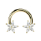 Circular barbell 14k gold-plated crystal flower silver