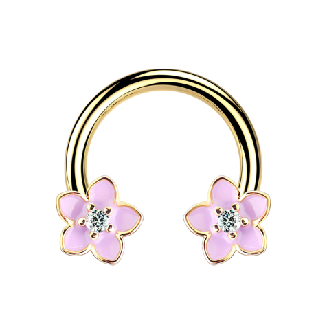Circular barbell 14k gold-plated flower