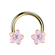 Circular barbell 14k gold-plated flower