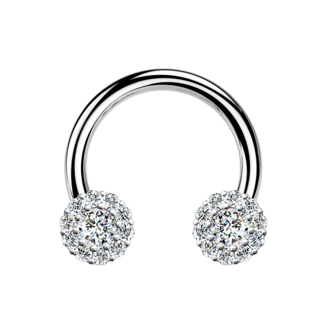 Micro Circular Barbell silver daisy crystal silver
