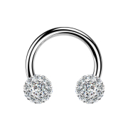 Micro Circular Barbell silver daisy crystal silver