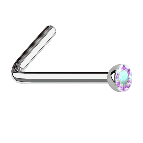 Clou doreille coudé argent demi-sphère cristal multicolore