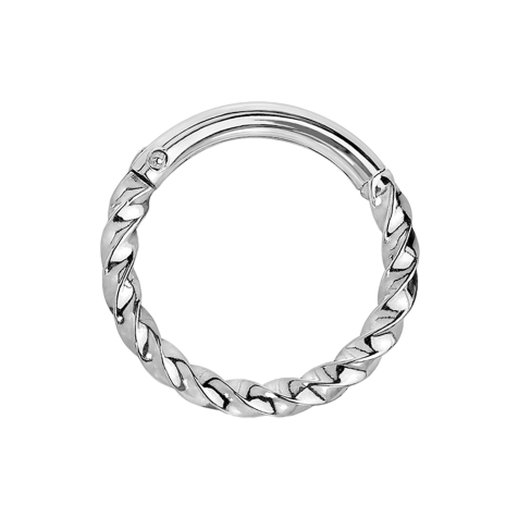 Micro segment ring hinged braided silver