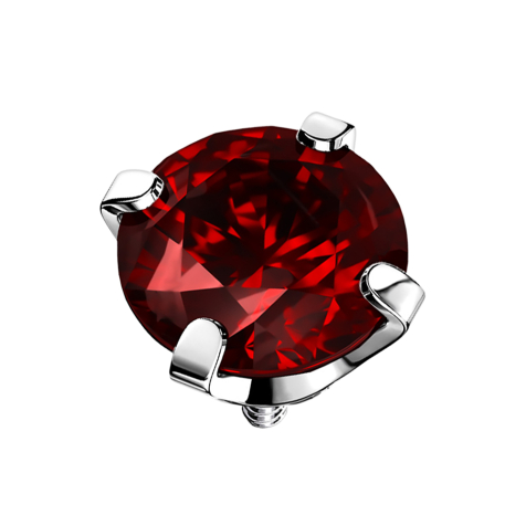 Dermal Anchor argenté cristal serti de rouge