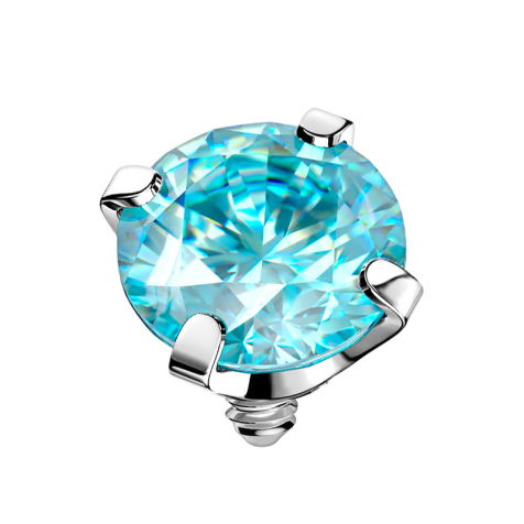 Dermal Anchor silber Kristall aqua gefasst