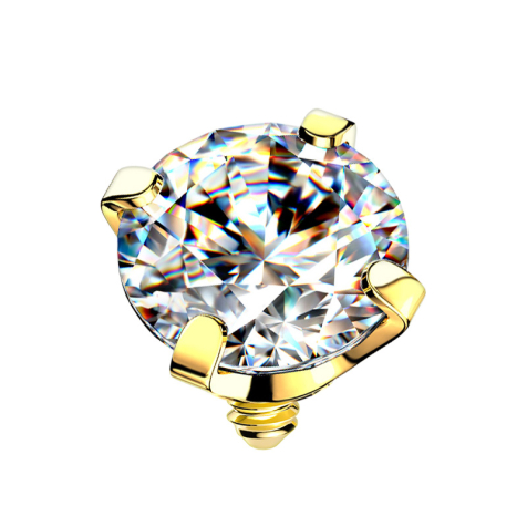 Dermal Anchor vergoldet Kristall silber gefasst