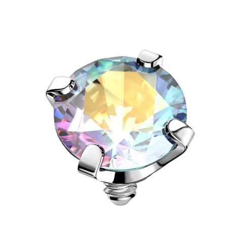 Dermal Anchor silber Kristall multicolor gefasst