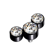 Dermal Anchor schwarz drei Kristalle silber