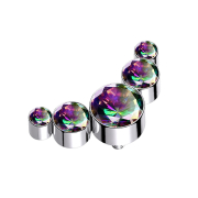 Dermal Anchor argent cinq cristaux multicolores...