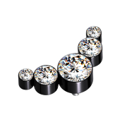 Dermal Anchor noir cinq cristaux argentés