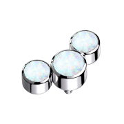 Dermal Anchor argenté trois opales blanches
