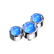 Dermal Anchor argent trois opales bleu