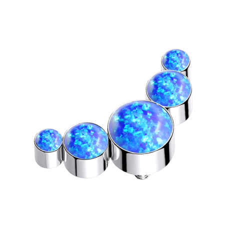Dermal Anchor silver five opals blue