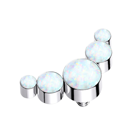 Dermal Anchor silver five opals white