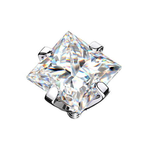 Dermal Anchor argent carré cristal serti dargent