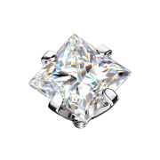 Dermal Anchor argent carré cristal serti dargent