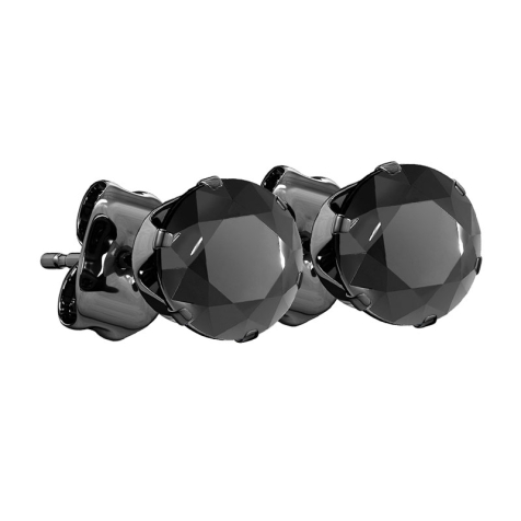 Boucles doreilles noires avec cristal rond noir