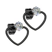 Boucles doreilles noires avec pendentif en cristal...