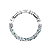 Micro segment ring hinged 14k white gold front crystal...