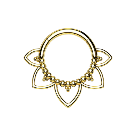 Micro segment ring hinged gold-plated filigree hearts