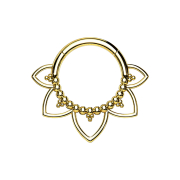 Micro segment ring hinged gold-plated filigree hearts