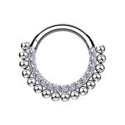 Micro anneau segment pliable argent front cristaux argent...