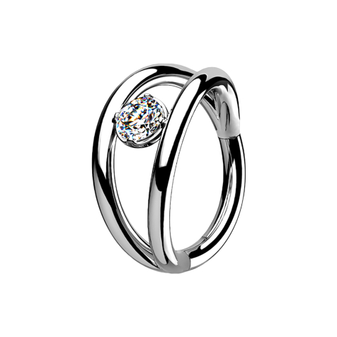 Anello a micro segmenti con cerniera doppio in argento con cristallo