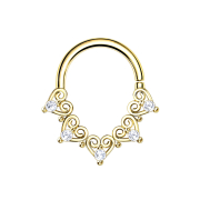 Micro piercing anneau 14k doré filigrane coeur...