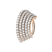 Anello micro piercing in oro rosa con cinque linee di...