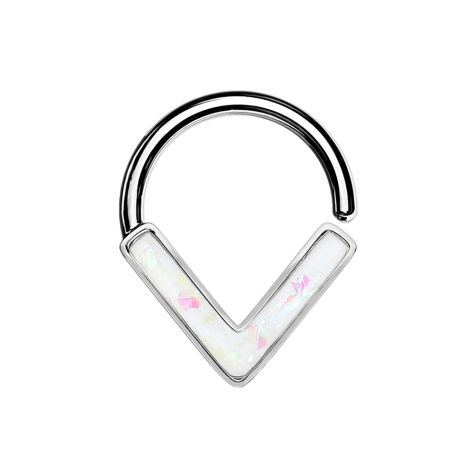 Micro piercing ring silver angle with white opal