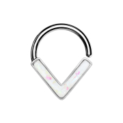 Micro Piercing Ring silber Winkel mit Opal weiss