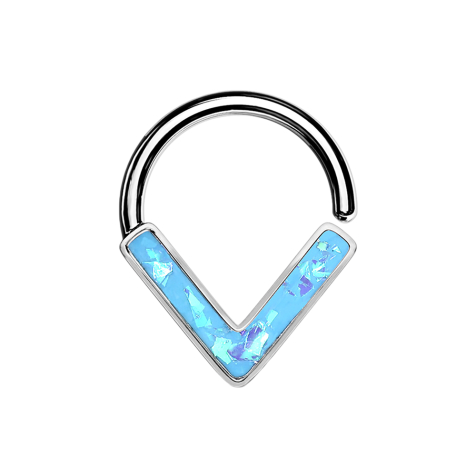 Micro Piercing Ring silber Winkel mit Opal blau