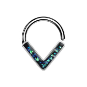 Micro Piercing Ring silber Winkel mit Opal grün
