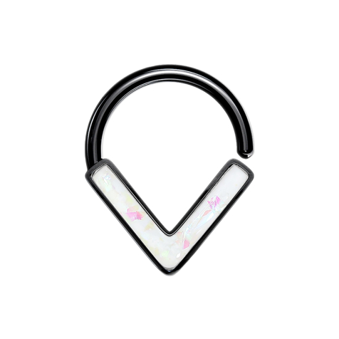 Micro piercing ring black angle with opal white