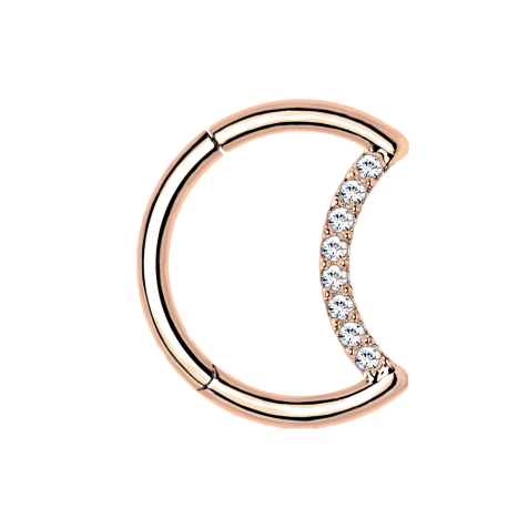 Bague micro segment pliable en or rose Lune avec cristaux