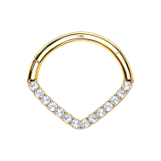 Micro segment ring hinged 14k gold angle with crystals