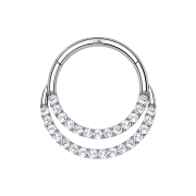 Micro segment ring hinged 14k white gold double front...