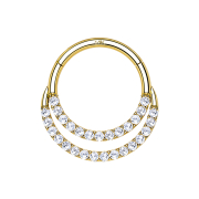 Micro segment ring hinged 14k gold double front crystals...
