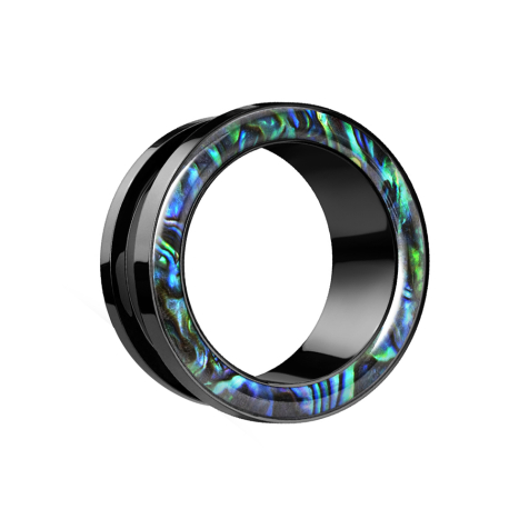 Flesh Tunnel noir avec bord en abalone