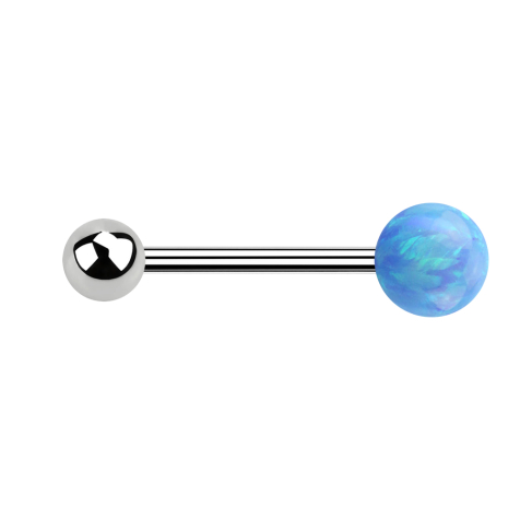 Micro Barbell argent avec boule et boule opale bleu clair