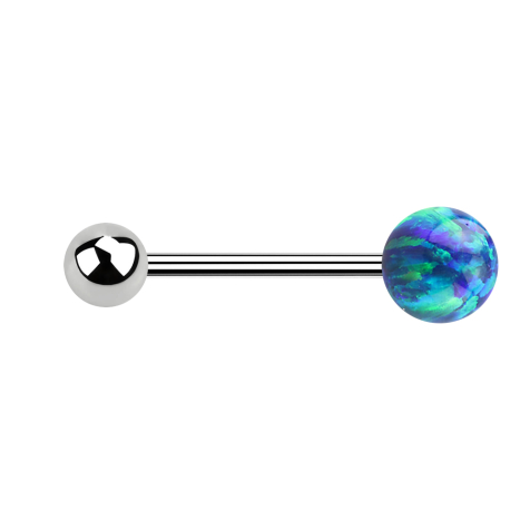 Micro Barbell argent avec boule et boule opale bleu