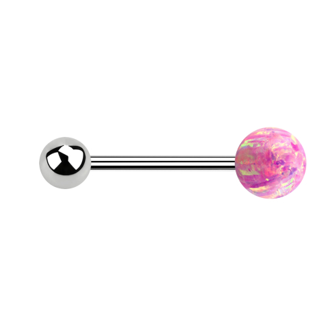Micro Barbell argent avec boule et boule opale rose