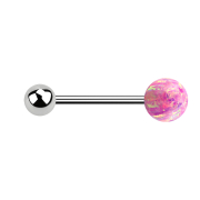 Micro Barbell argent avec boule et boule opale rose