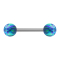 Micro Barbell silber mit zwei Kugeln Opal blau