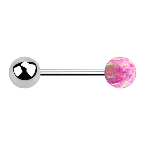 Micro Barbell silber mit Kugel und Kugel Opal pink