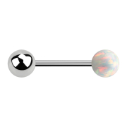 Micro barbell silver with ball and ball opal white