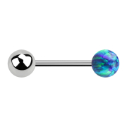 Micro barbell silver with ball and ball opal blue