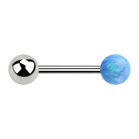 Barbell argento con palla e palla opalina azzurra